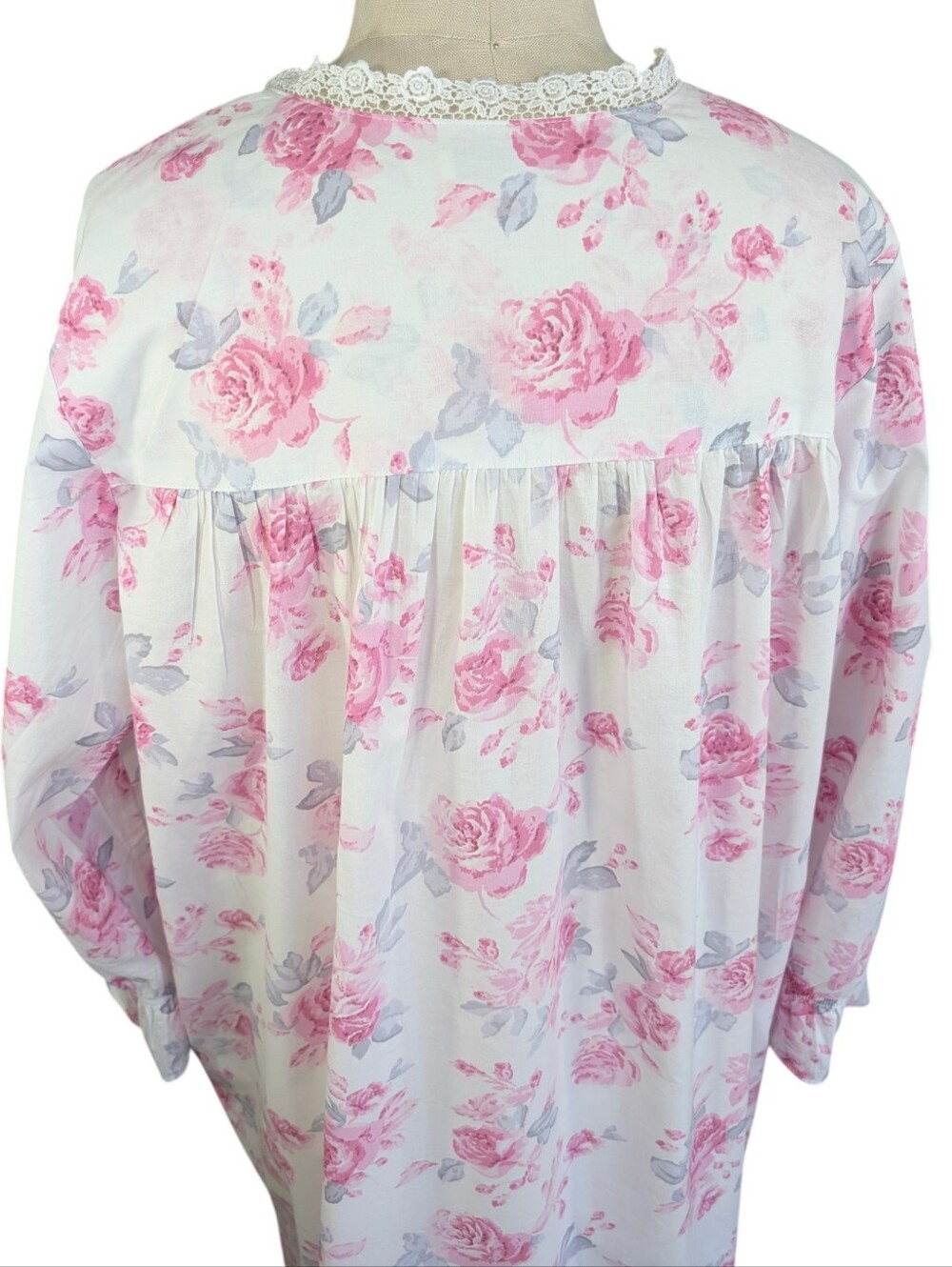 EILEEN WEST Cotton Floral Lace-Trim Button Front Traditional  Nightgown. XL - Picture 14 of 16